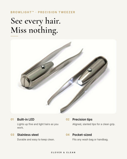 BrowLight Precision Tweezer with built-in LED