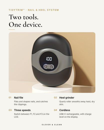 TidyTrim Nail & Heel System: two tools, one device